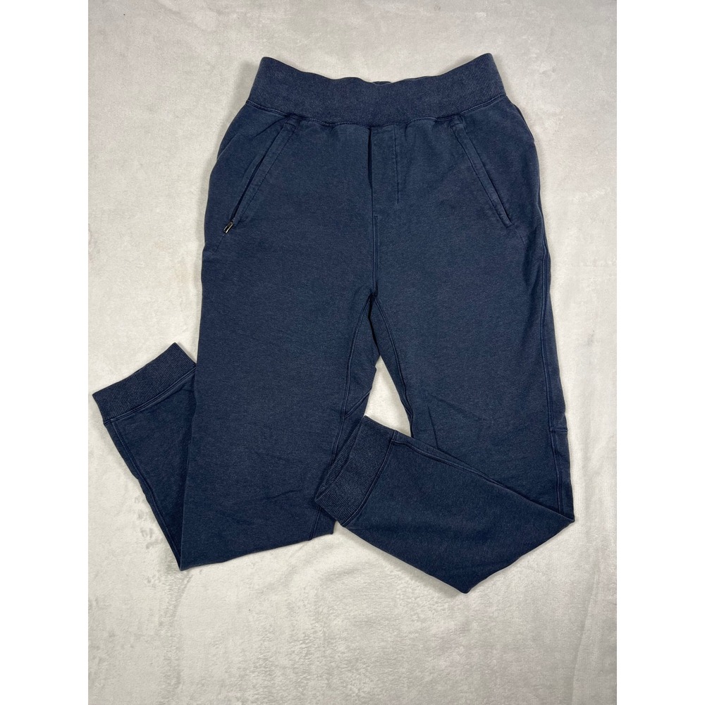 Lululemon Cross Cut Jogger Men Medium Dark Blue Zippered Pockets Tapered Fit Gym